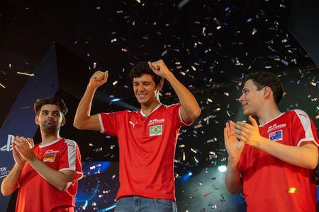 Igor Fraga (centre) wins the inaugural GTWS Nations Cup title in 2018 